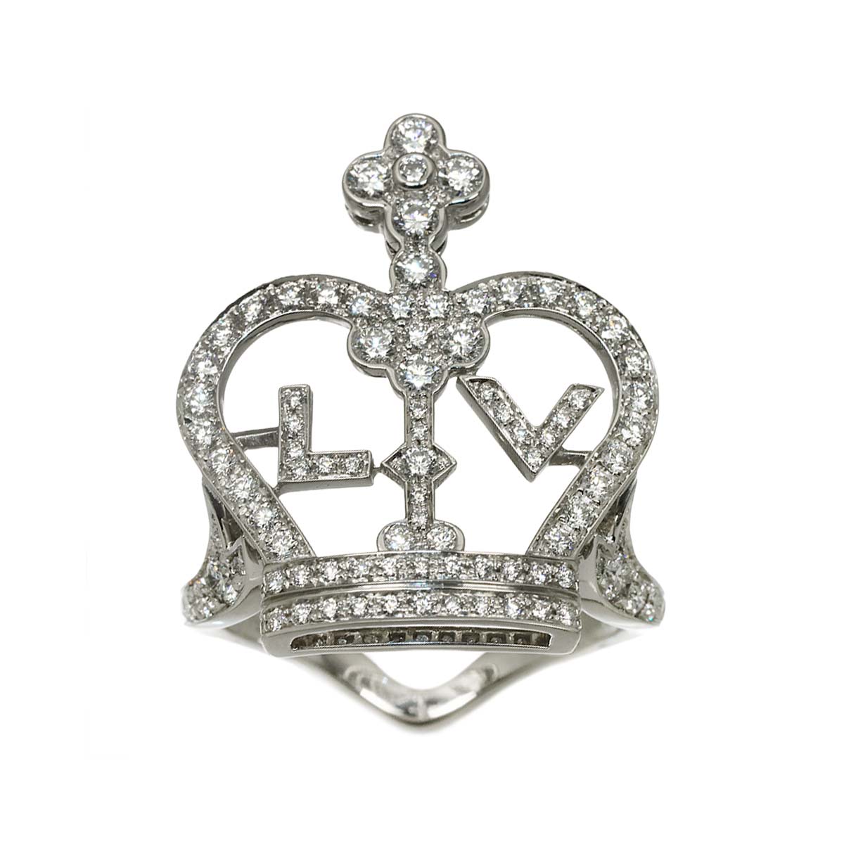 Bague Crown Diamond Ring 18K WG 750 size54 6.25-6.5(US)