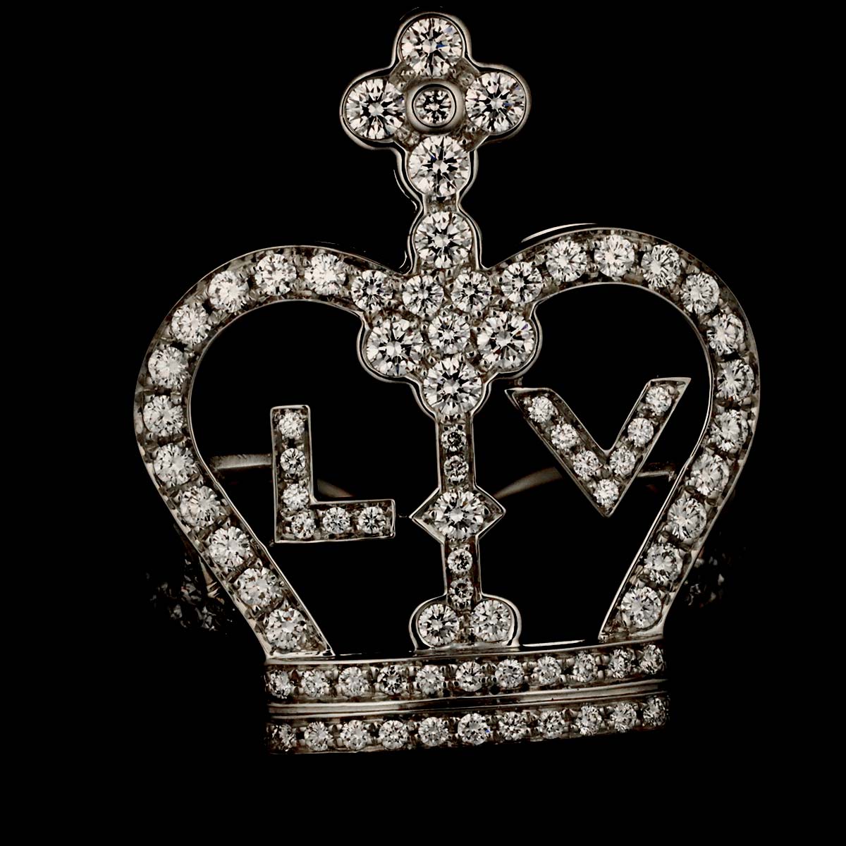 Bague Crown Diamond Ring 18K WG 750 size54 6.25-6.5(US)