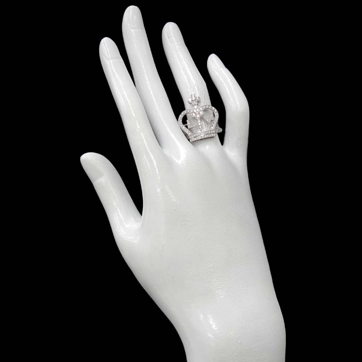 Bague Crown Diamond Ring 18K WG 750 size54 6.25-6.5(US)
