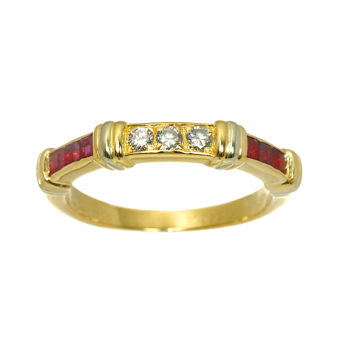 Contessa Diamond Ruby Ring 18K YG WG 750 size53 6-6.25(US)