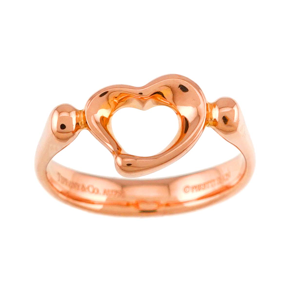 Open Heart Ring 18K Pink Gold 750 size4.5-4.75(US)