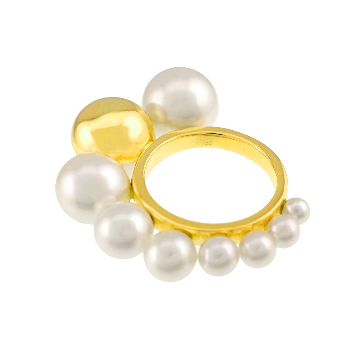 Freshwater pearl Ring 18K YG 750 size6.25-6.5(US)