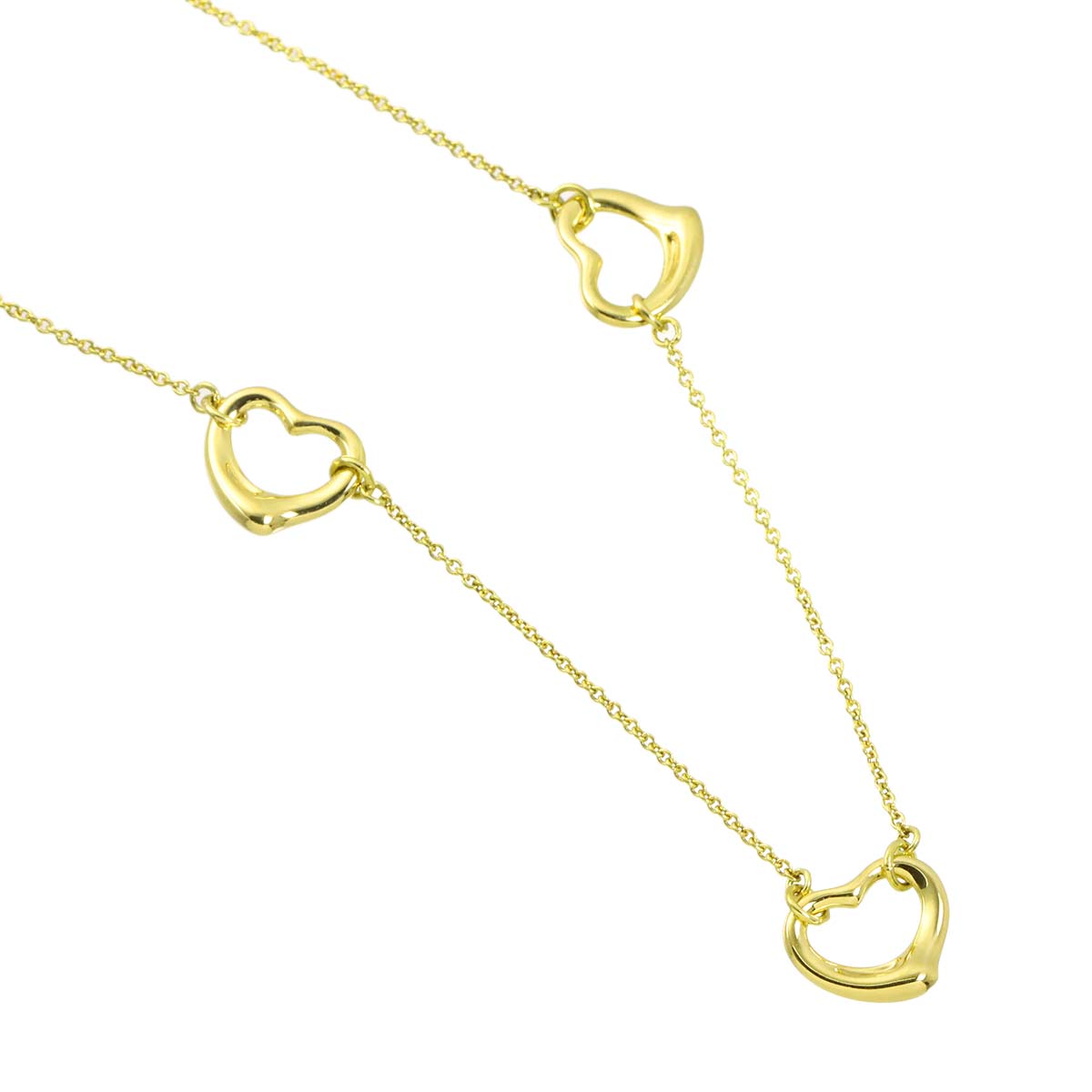 Open Heart 3P Necklace 18K Yellow Gold 750