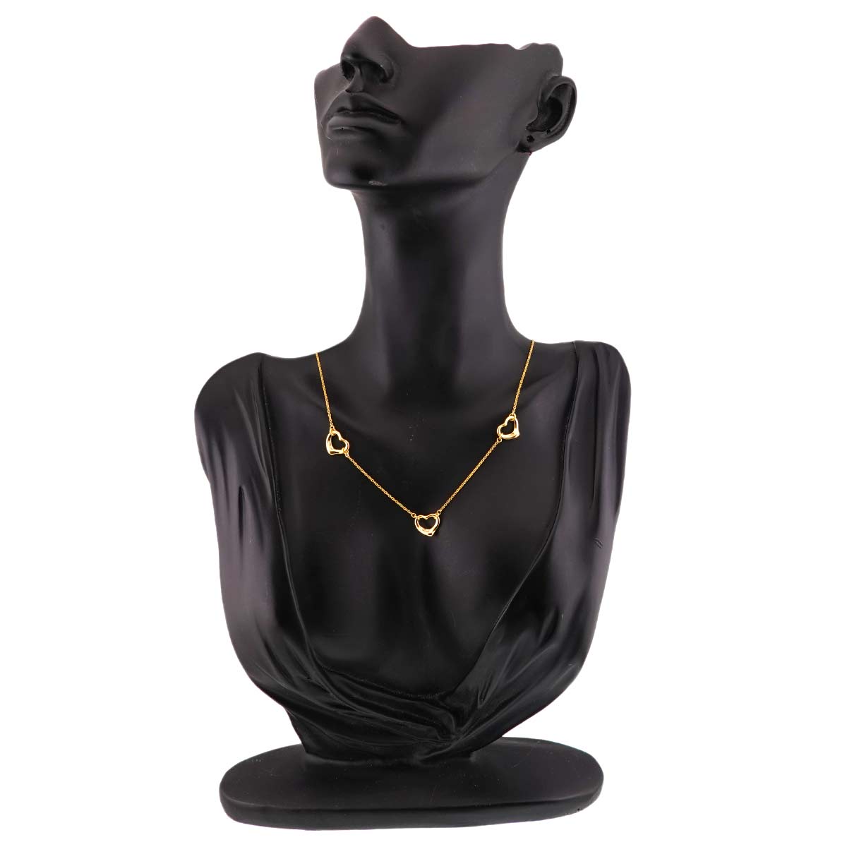 Open Heart 3P Necklace 18K Yellow Gold 750