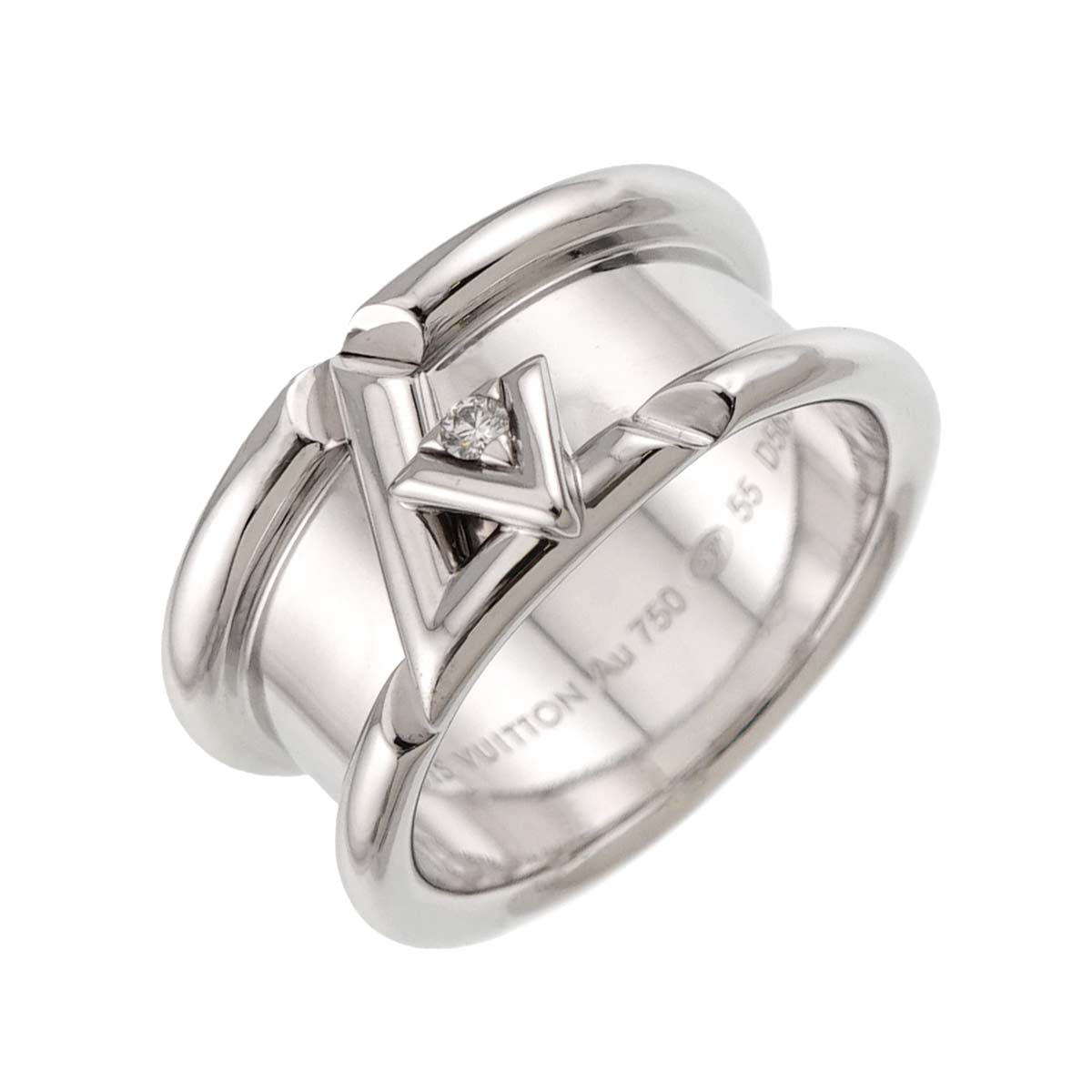 LV Diamond Ring 18K WG 750 size55 6.75-7.25(US)