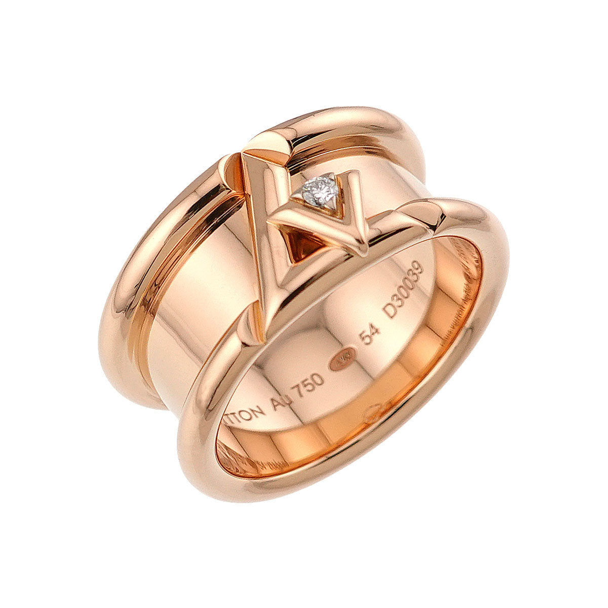 LV Diamond 18K Pink Gold 750 Size54 6.75(US)