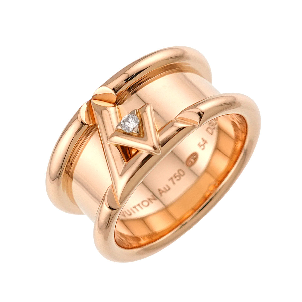 LV Diamond 18K Pink Gold 750 Size54 6.75(US)