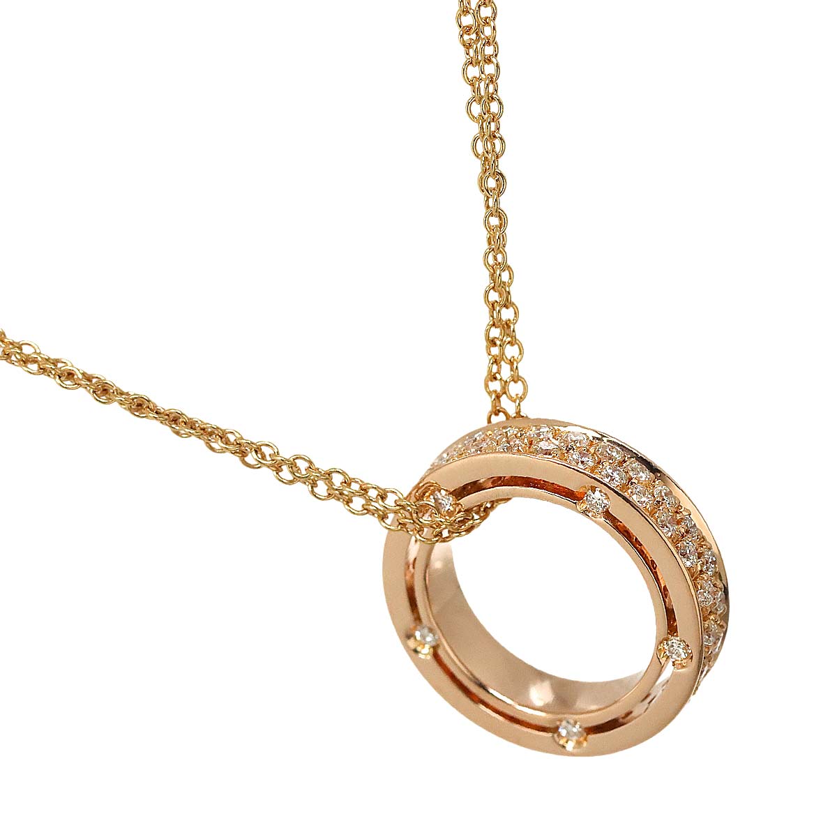 D-SIDE Pave Diamond 10P Necklace 18K Pink Gold 750