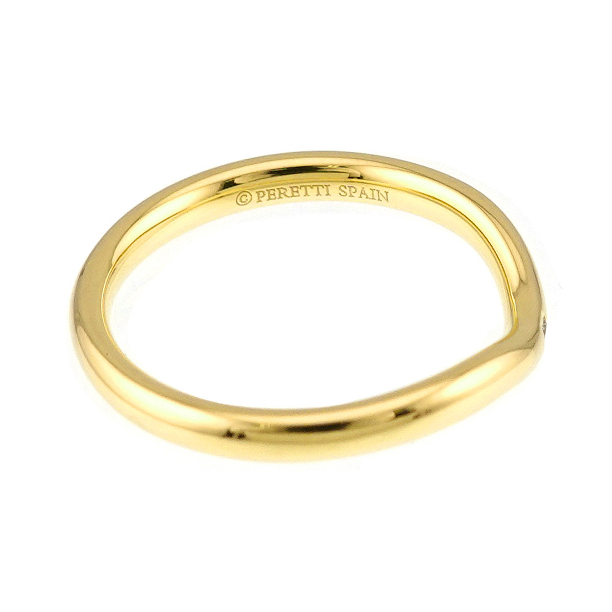 Curved Band Ring Diamond 18K Yellow Gold size4.75-5(US)