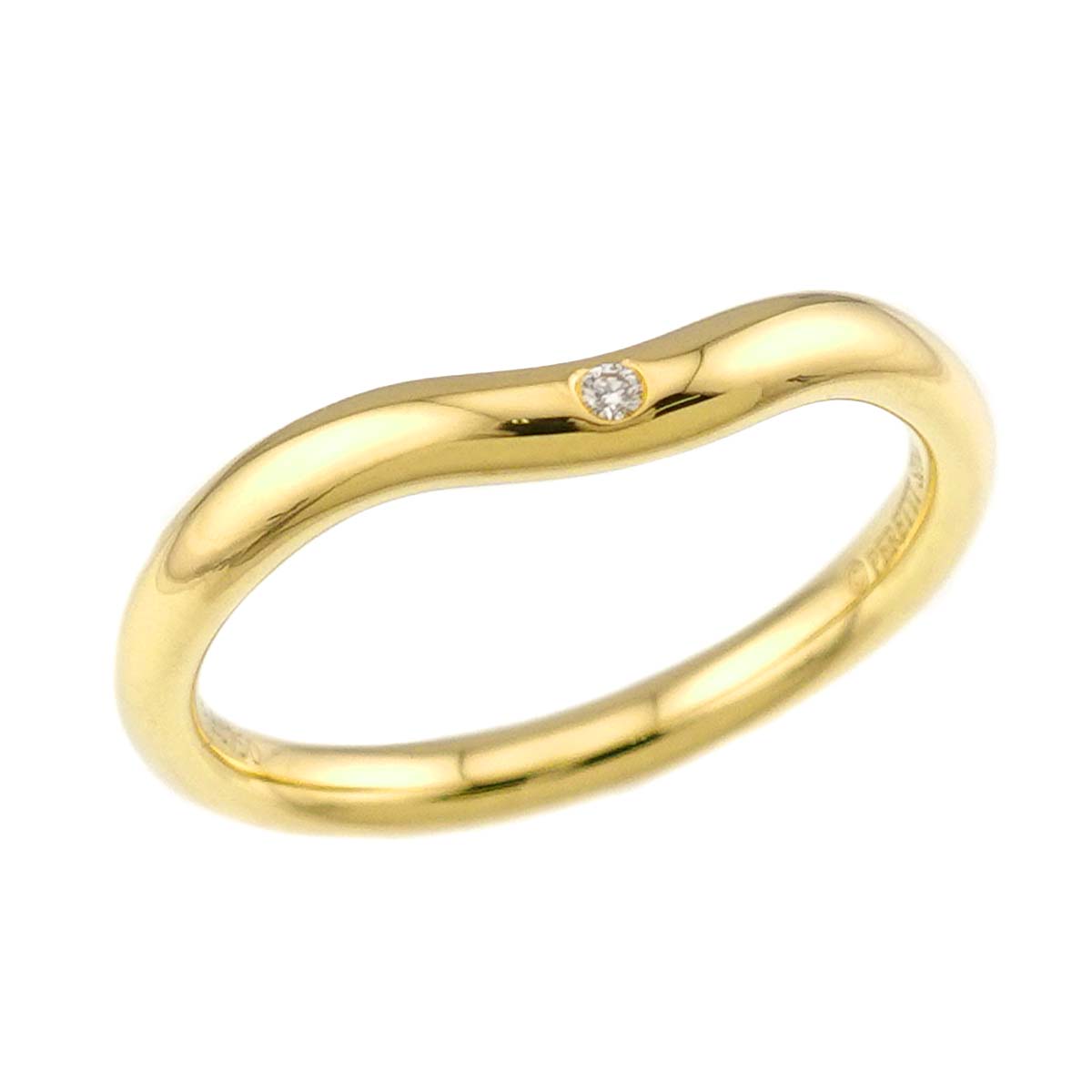 Curved Band Ring Diamond 18K Yellow Gold size4.75-5(US)