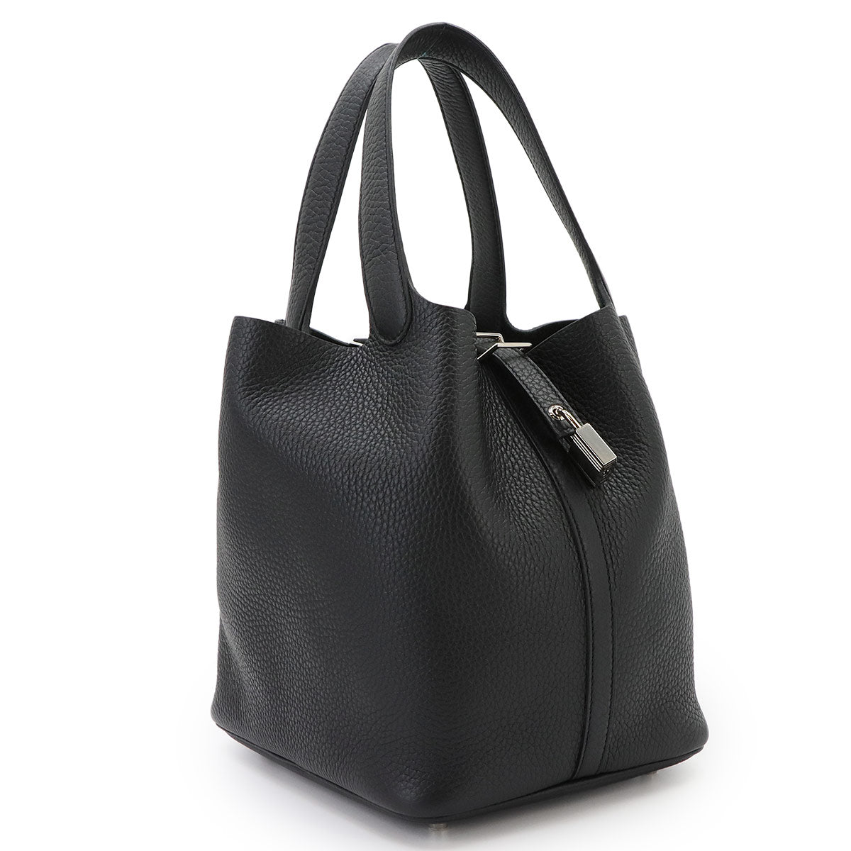 Picotin Lock MM Hand Bag Taurillon Clemence Black Purse