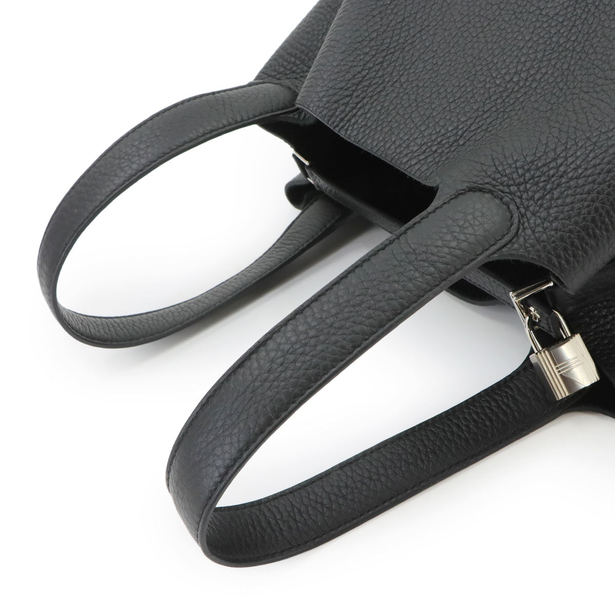 Picotin Lock MM Hand Bag Taurillon Clemence Black Purse