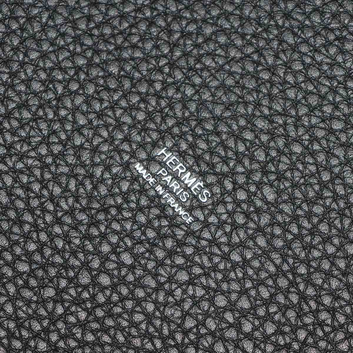 Picotin Lock MM Hand Bag Taurillon Clemence Black Purse