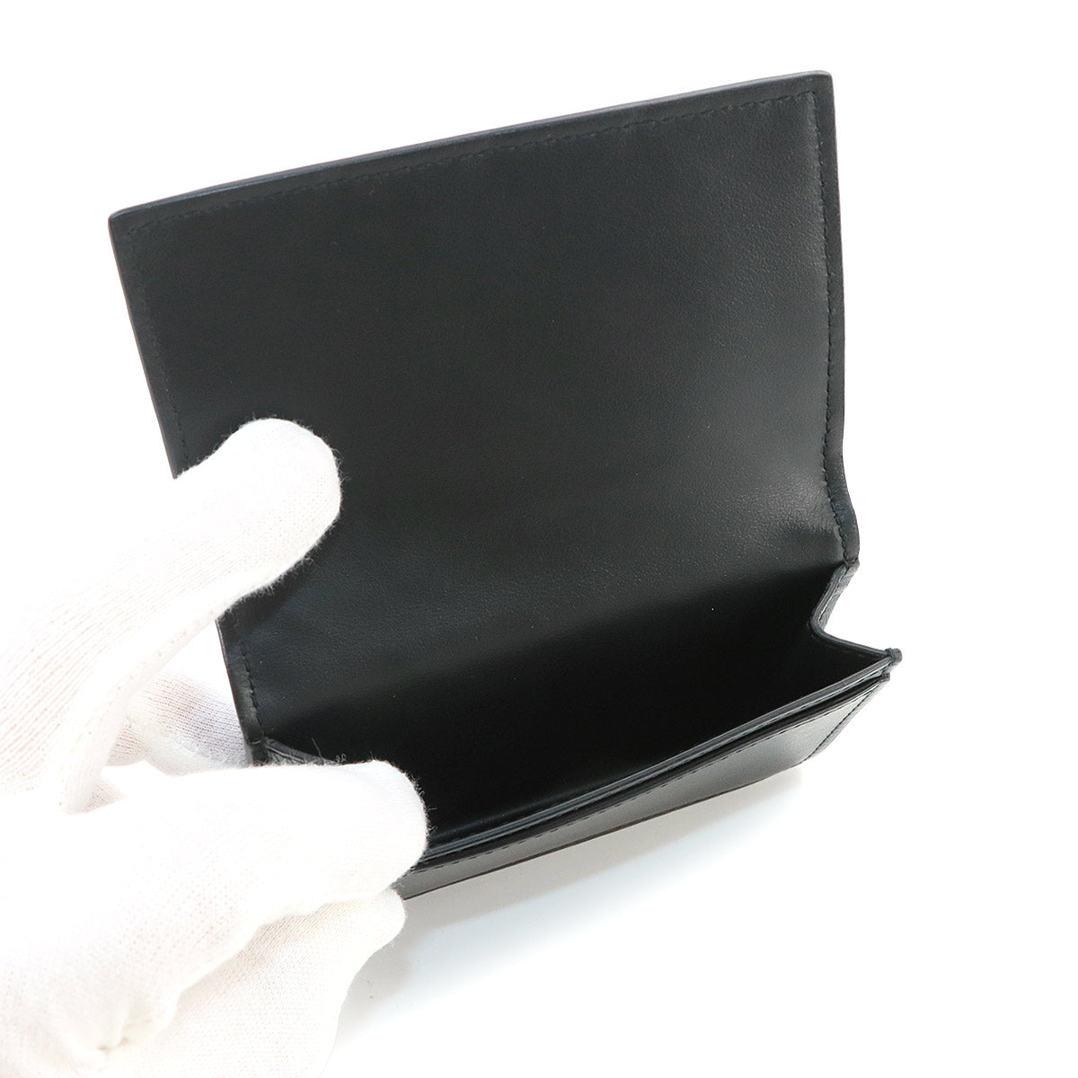 Intrecciato Card Case Leather Black