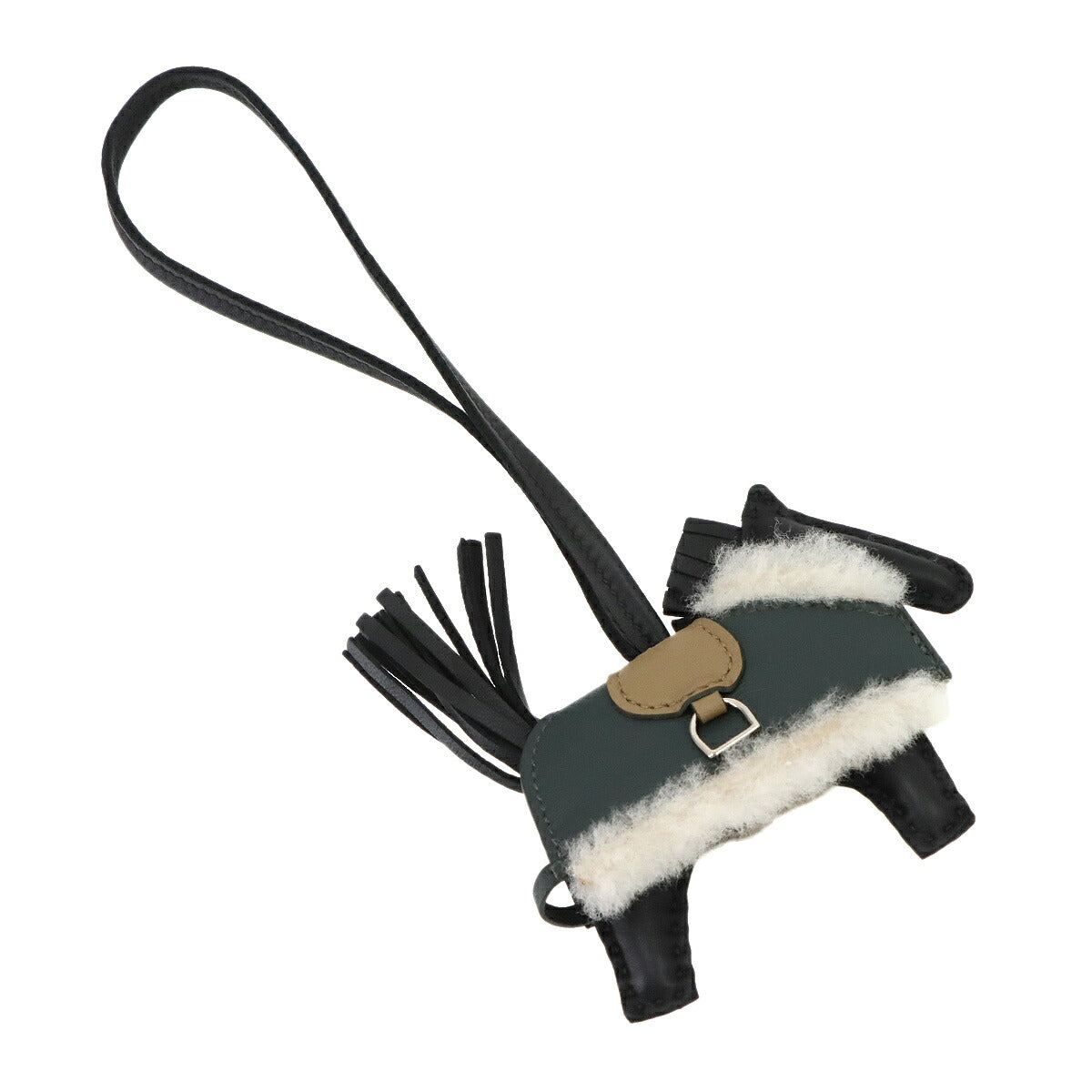 Rodeo Robeo Plush PM Bag Charm Black Agneau Milo Beige Marfa