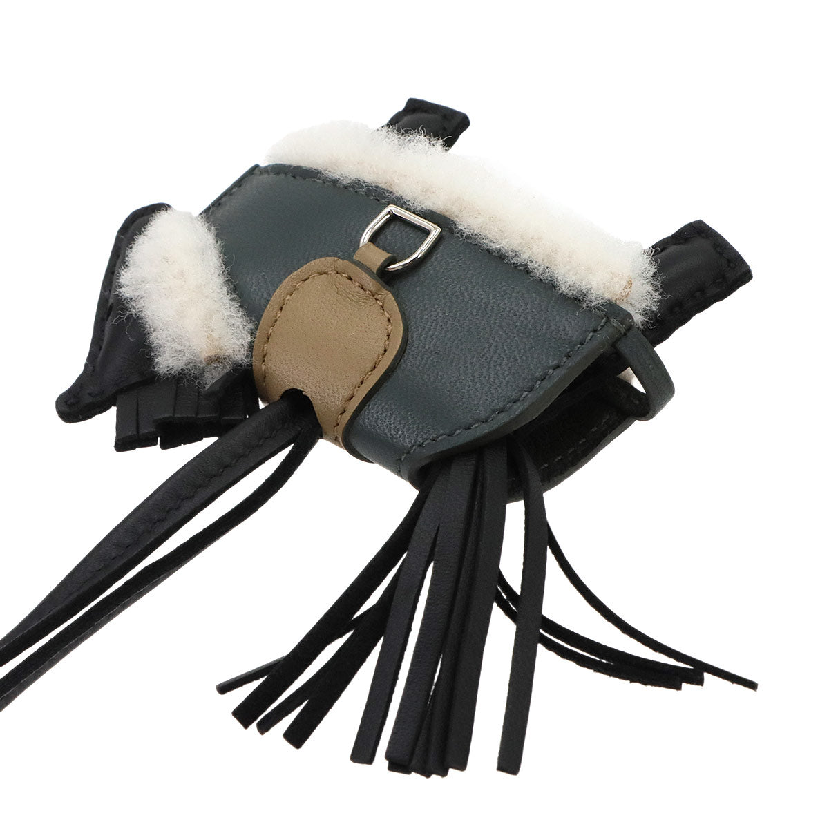 Rodeo Robeo Plush PM Bag Charm Black Agneau Milo Beige Marfa