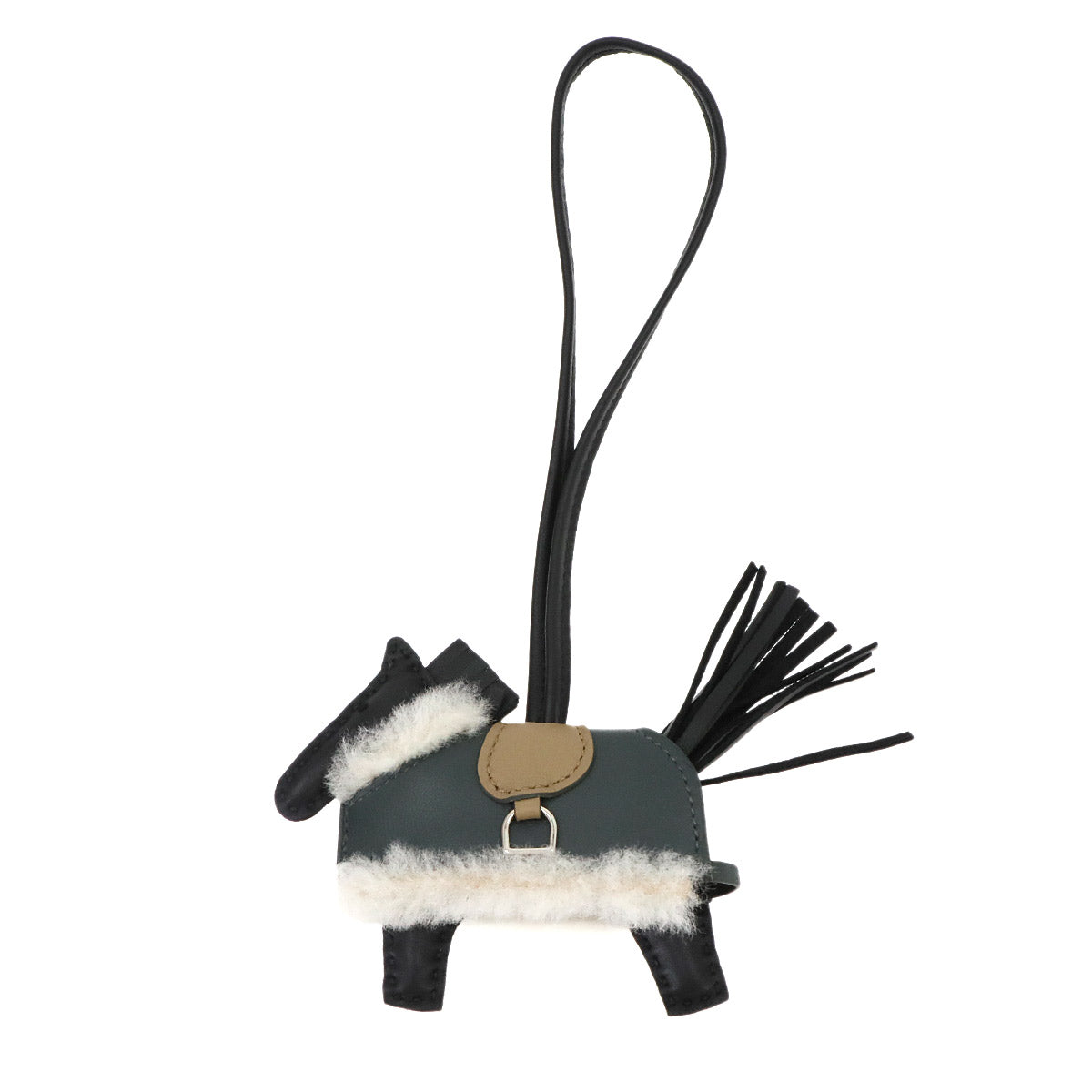 Rodeo Robeo Plush PM Bag Charm Black Agneau Milo Beige Marfa