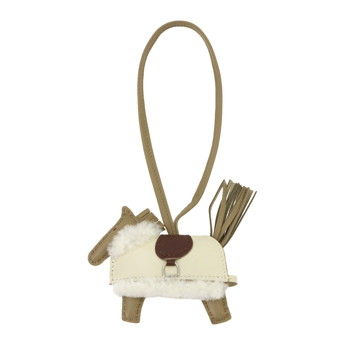 Rodeo Robeo Plush PM Bag Charm Agneau Milo Beige Marfa Craie