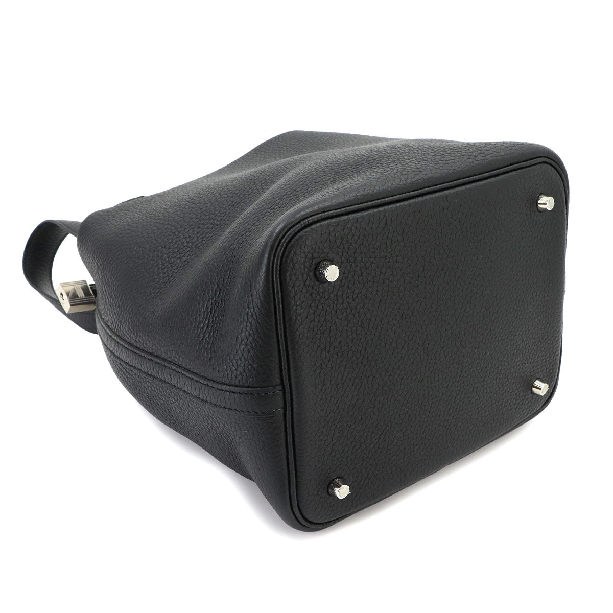 Picotin Lock MM Hand Bag Taurillon Clemence Black Purse