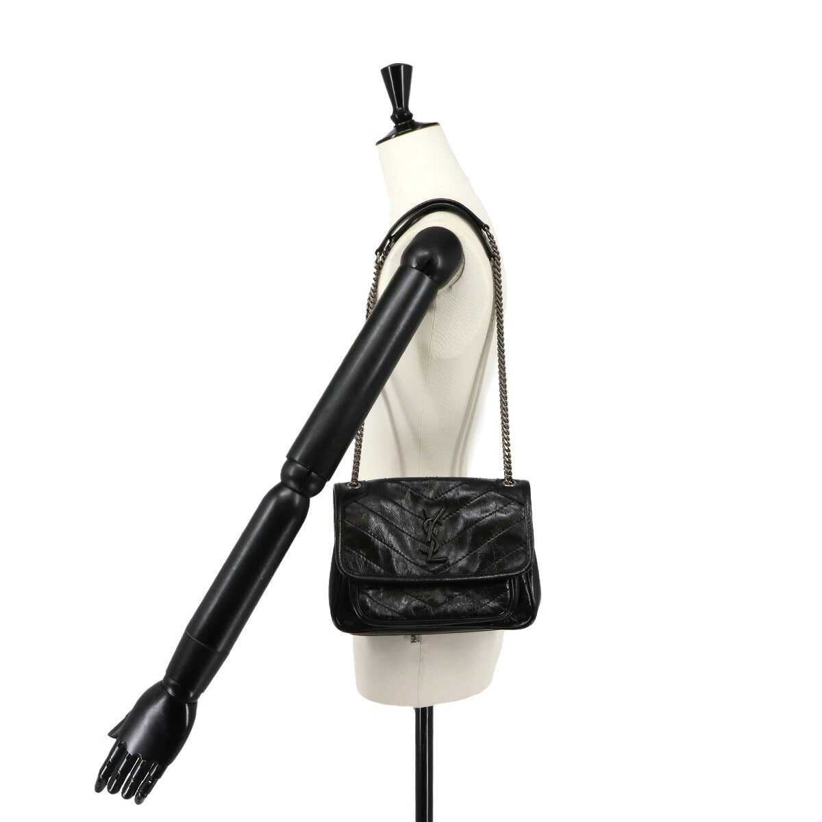 Niki Baby Chain Shoulder Bag Leather Noir 633160