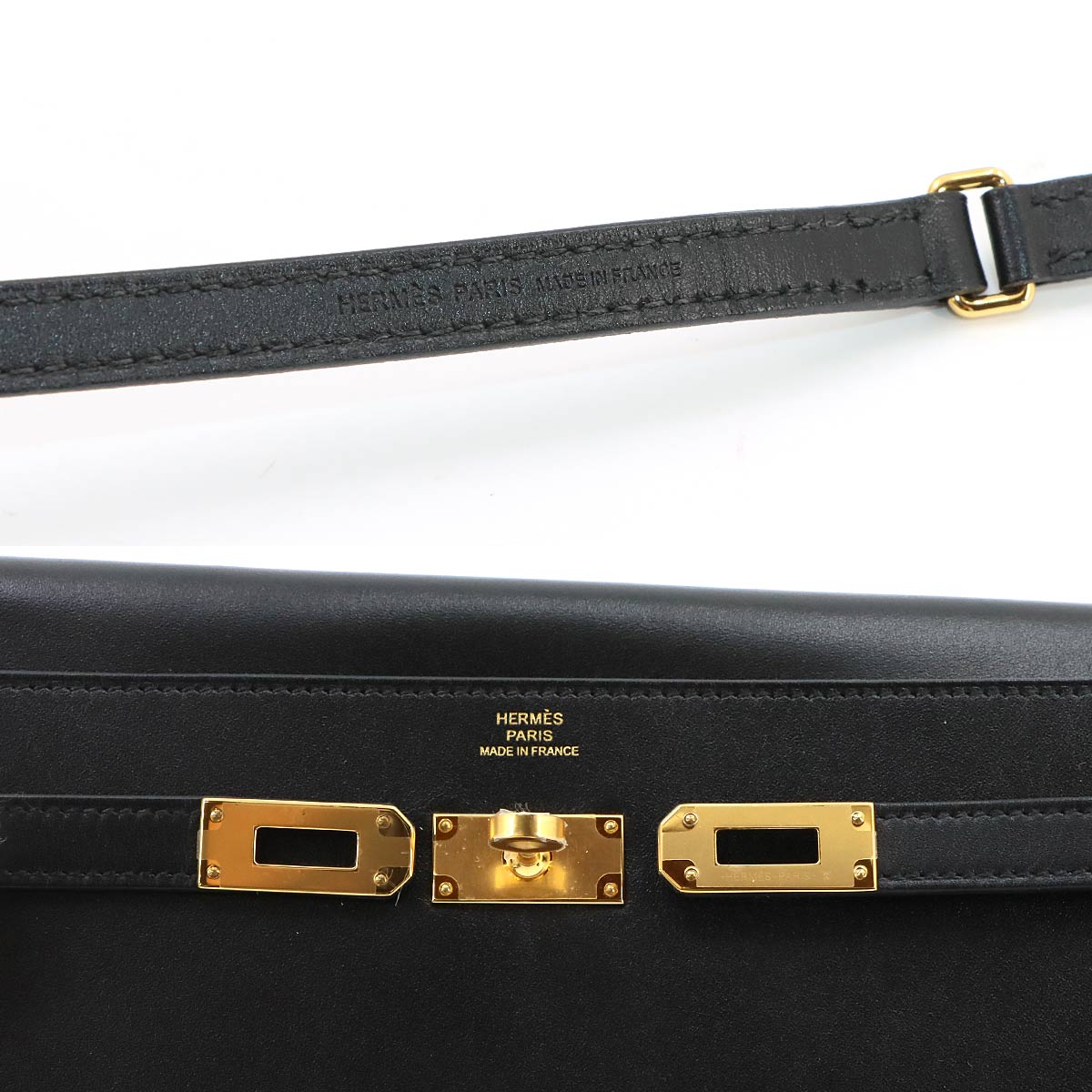 Kelly To Go Shoulder Wallet Box Calf Black Purse