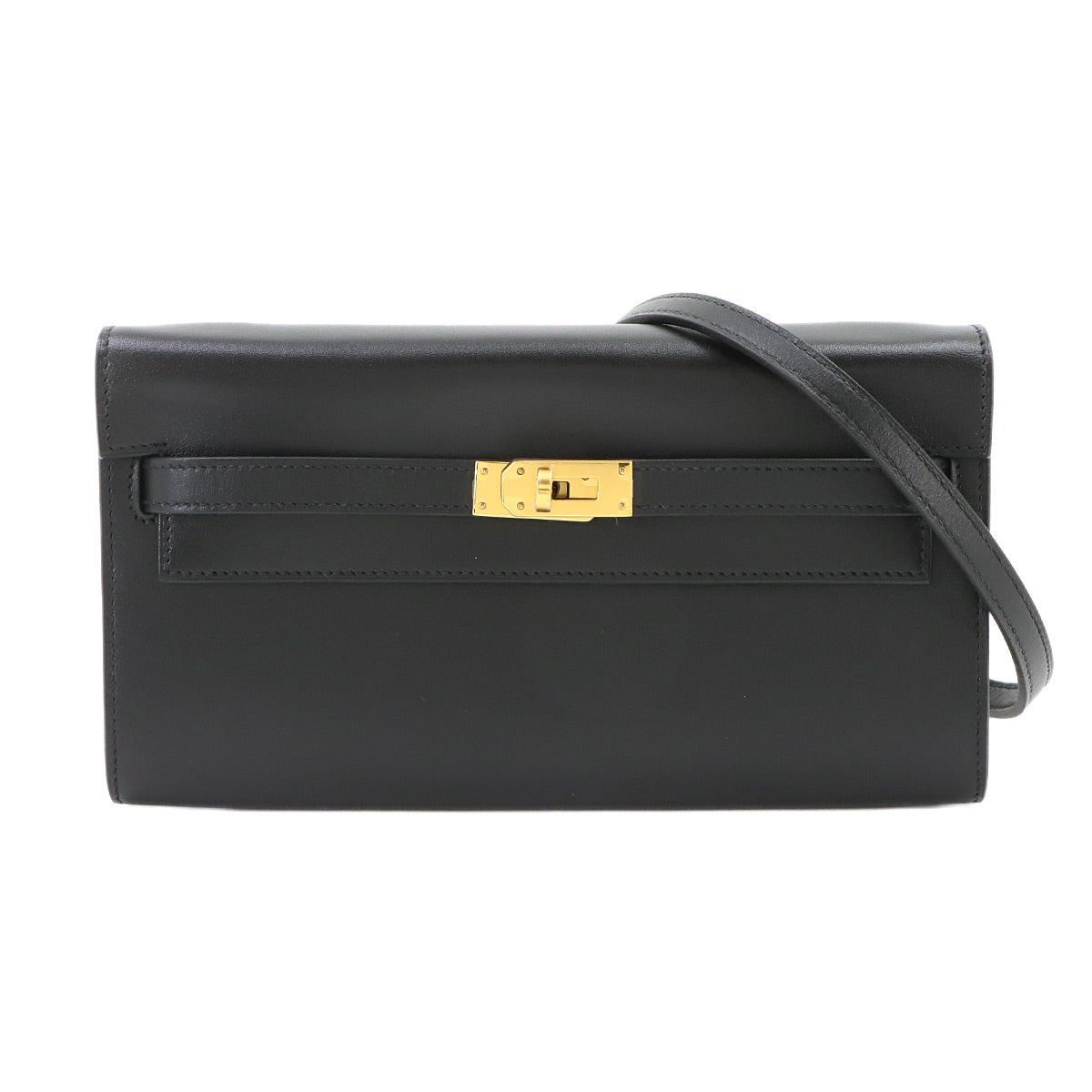 Kelly To Go Shoulder Wallet Box Calf Black Purse