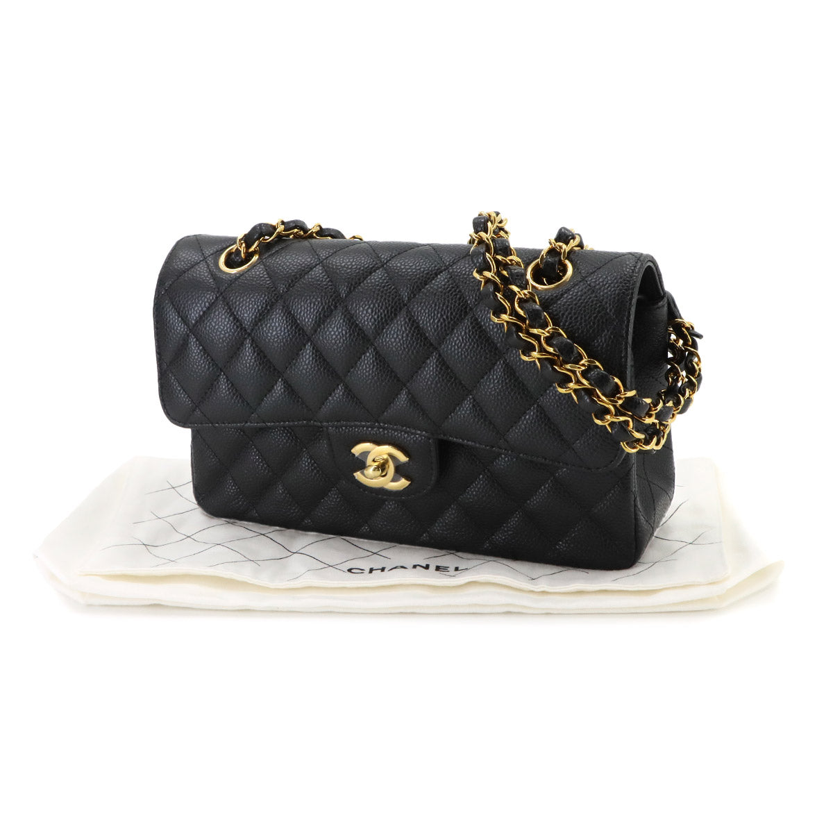 Matelasse 23 Chain Shoulder Bag Leather Black A01113