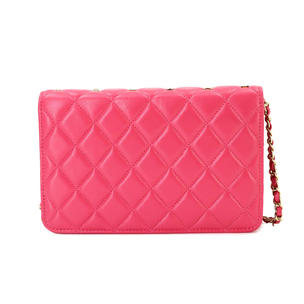 Matelasse Chain Wallet Leather Pink Icon