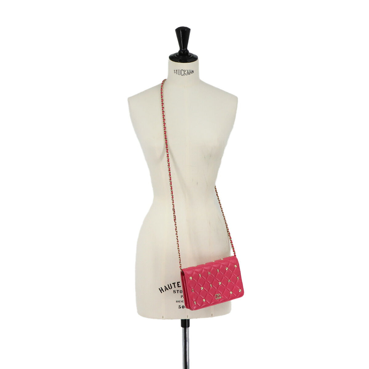 Matelasse Chain Wallet Leather Pink Icon