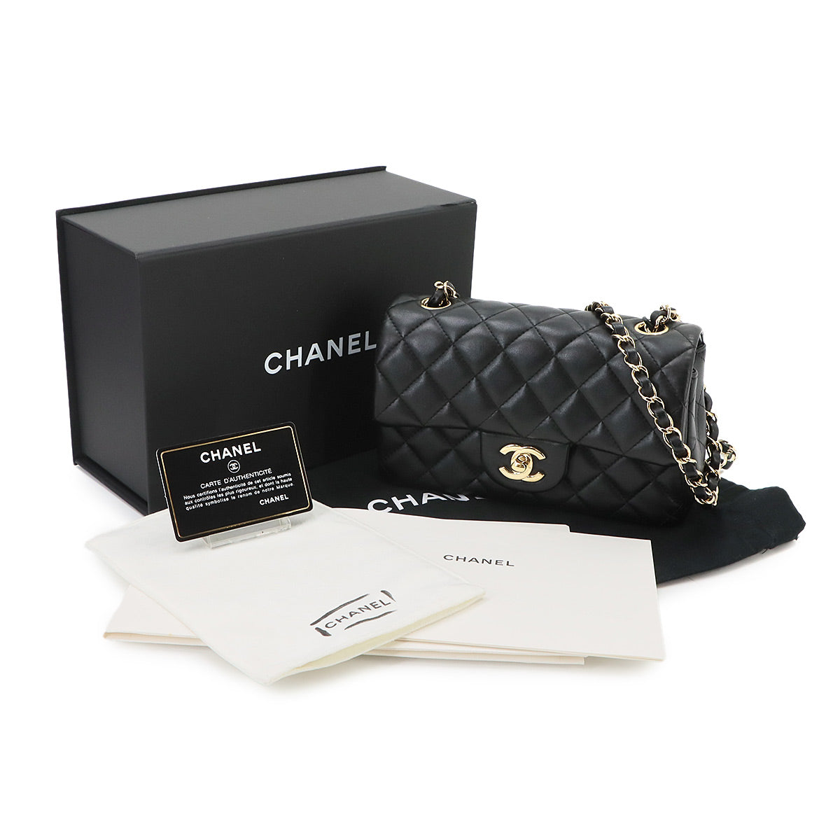 Mini Matelasse 20 Chain Shoulder Bag Leather Black A69900 Purse