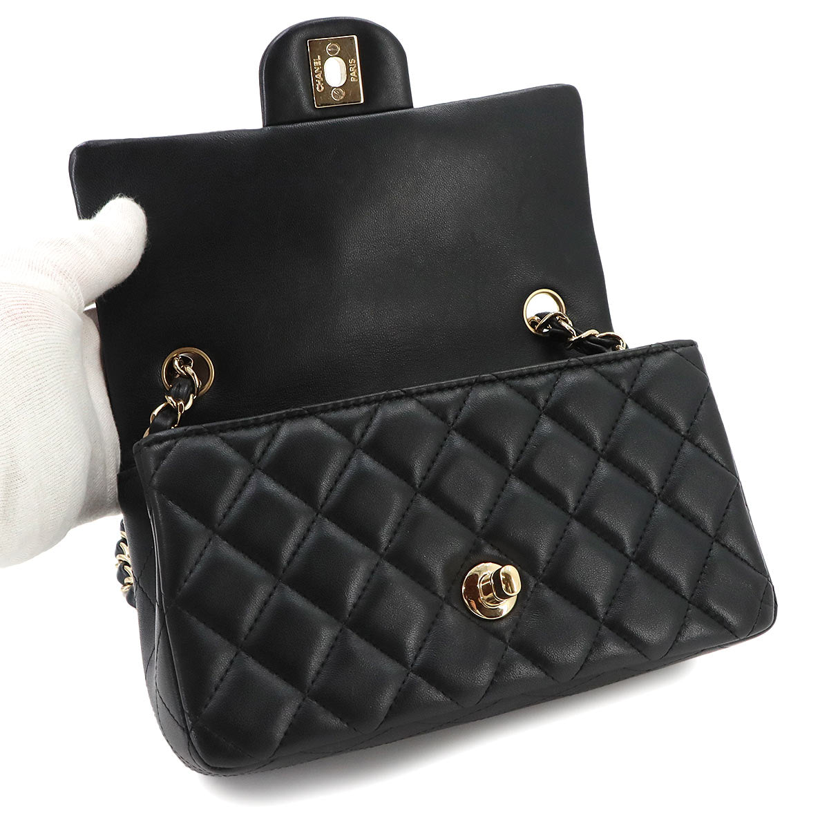 Mini Matelasse 20 Chain Shoulder Bag Leather Black A69900 Purse