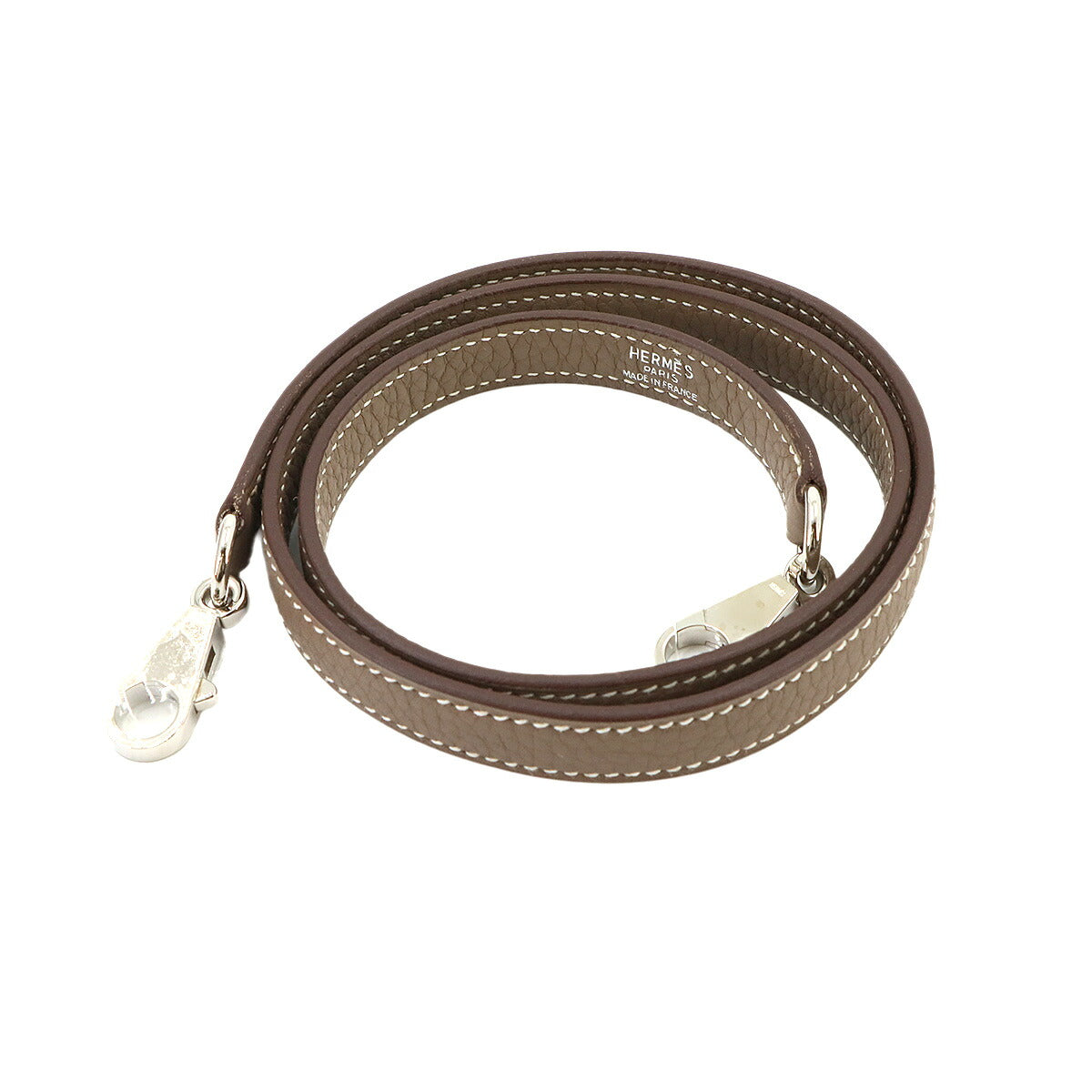 Shoulder Strap Taurillon Clemence Leather Etoupe Accessory
