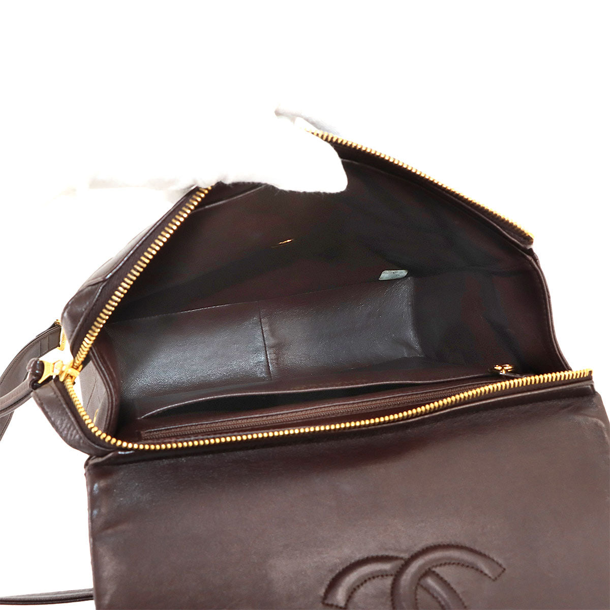 Matelasse Chain Backpack Leather Brown Purse Vintage