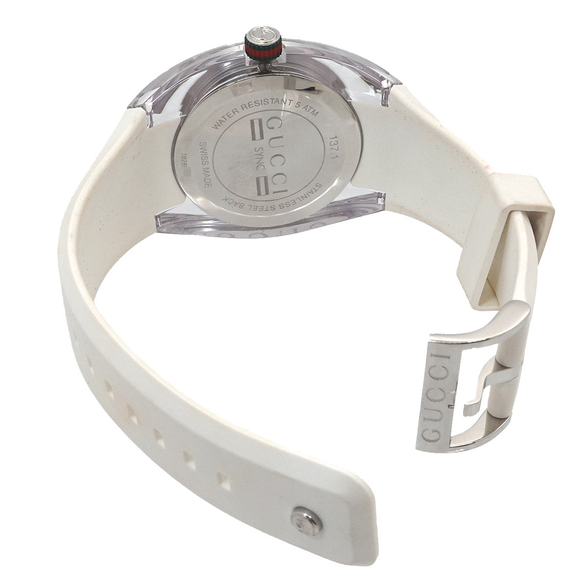 Sync YA137102A Date Quartz Silber Dial Rubber Mens Watch