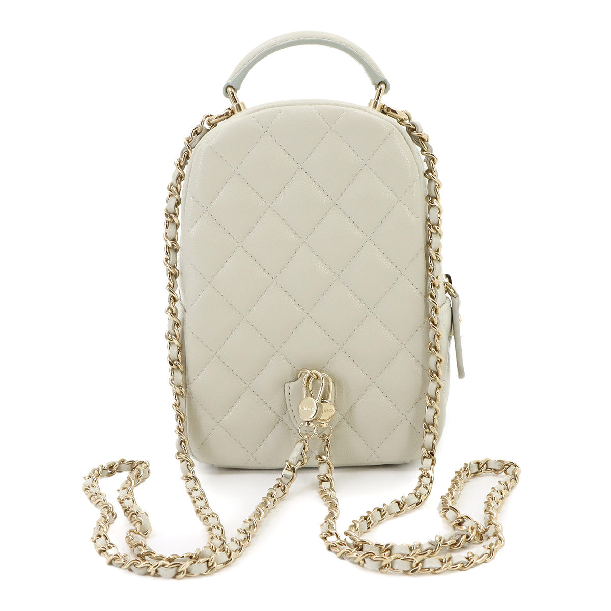 Matelasse Chain Mini Backpack Leather White AP3753