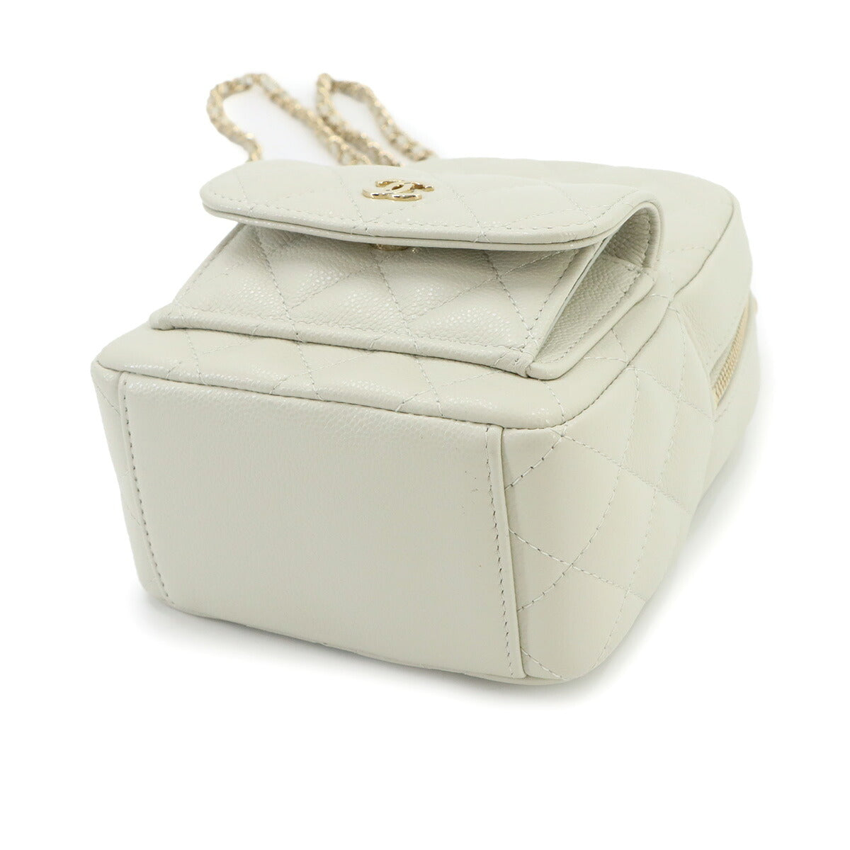 Matelasse Chain Mini Backpack Leather White AP3753