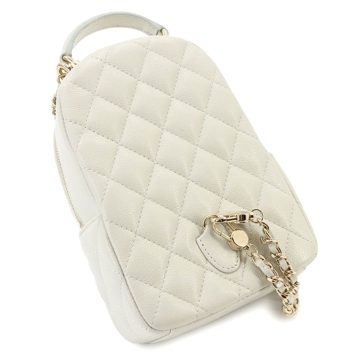 Matelasse Chain Mini Backpack Leather White AP3753