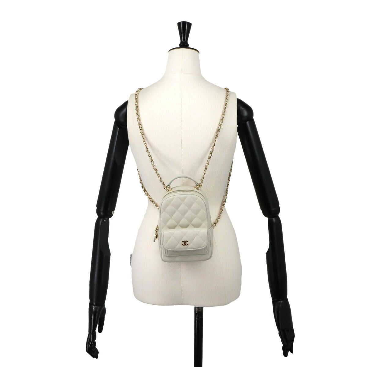 Matelasse Chain Mini Backpack Leather White AP3753