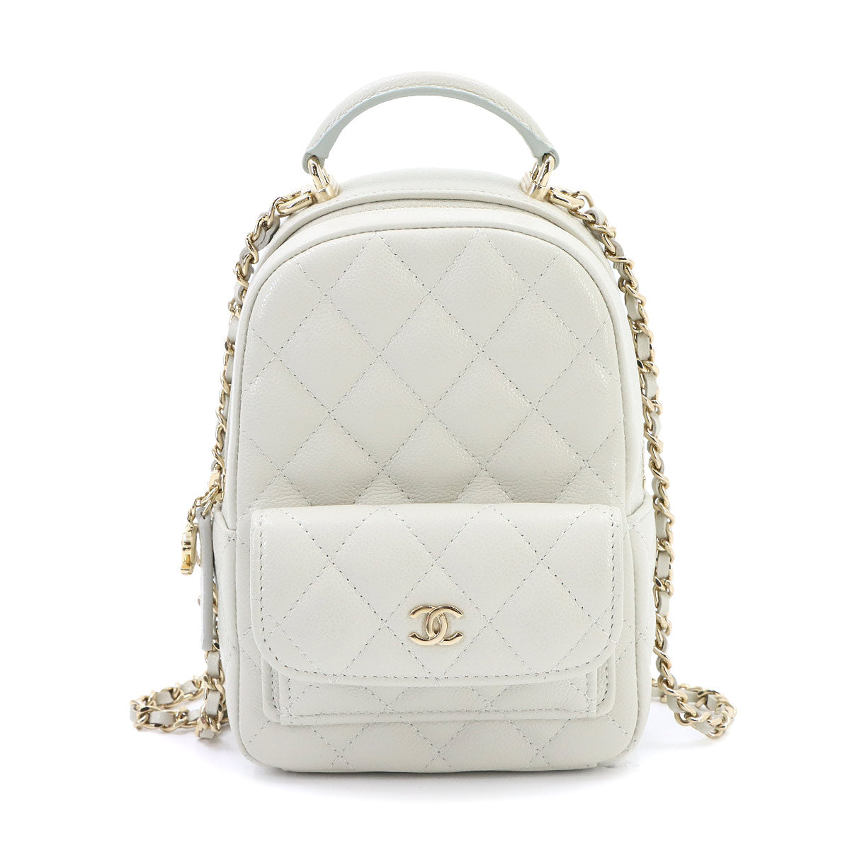 Matelasse Chain Mini Backpack Leather White AP3753