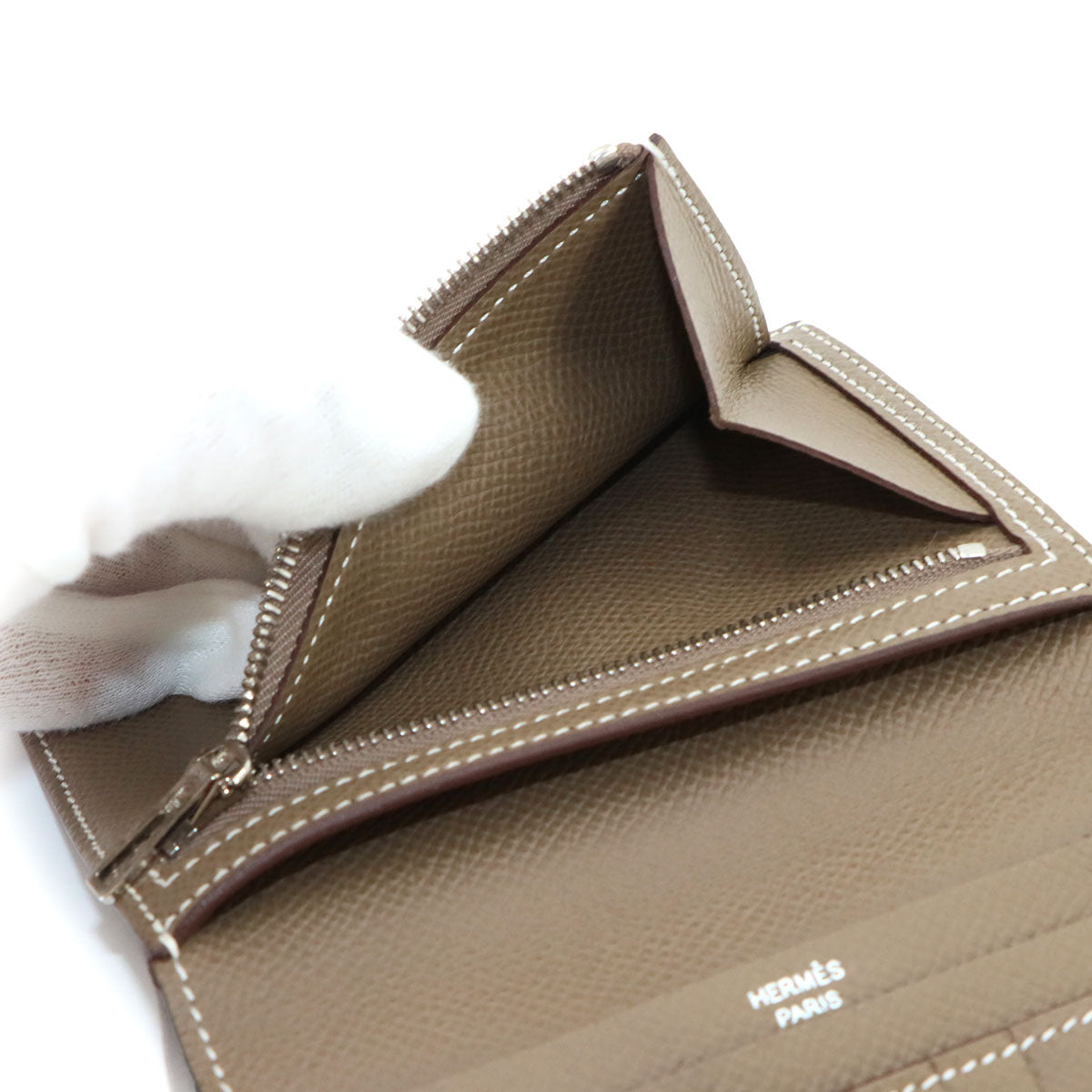 Bearn Compact Verso Wallet Veau Epsom Leather Etoupe Purse