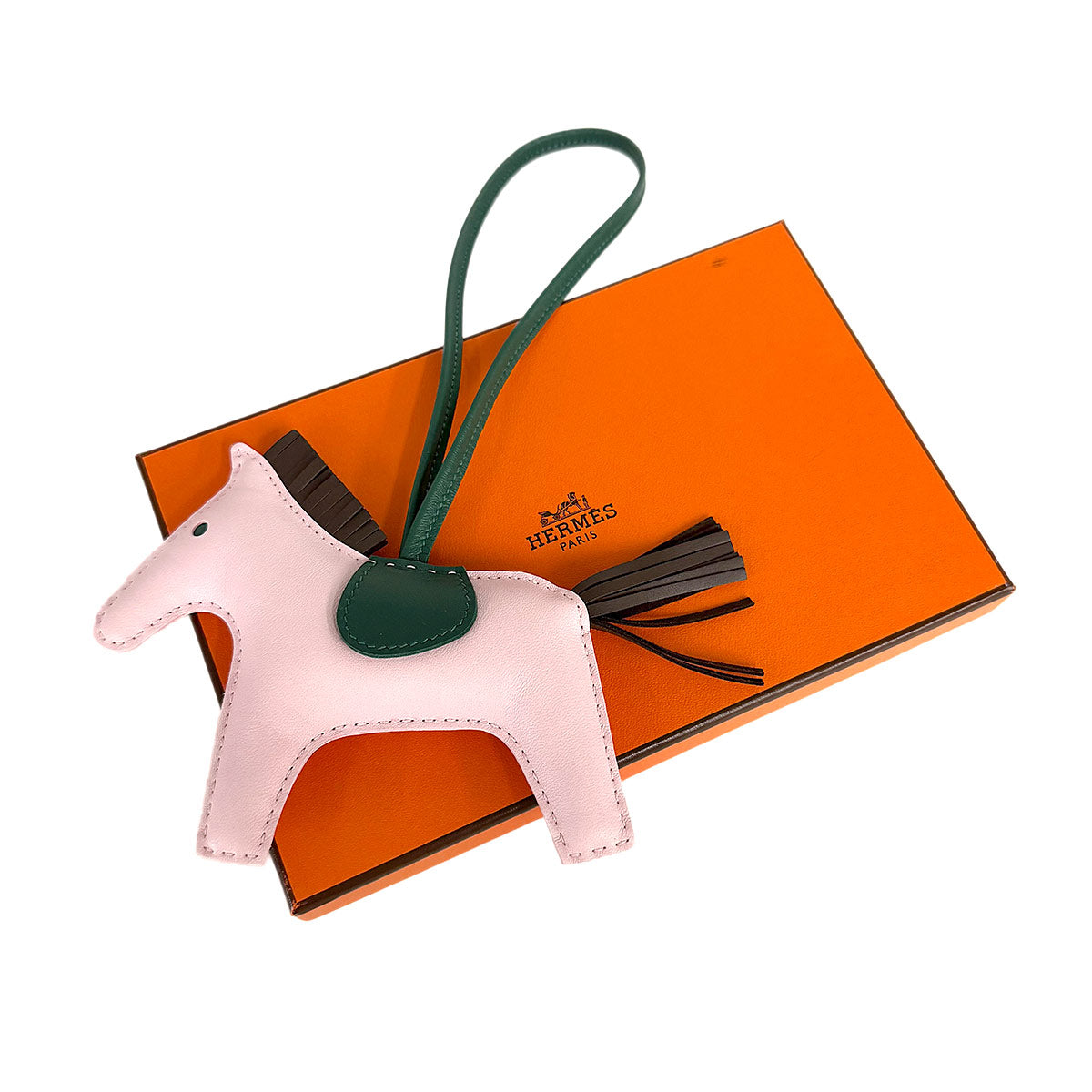 Rodeo MM Bag Charm Agneau Milo Swift Rose Darling Chocolat