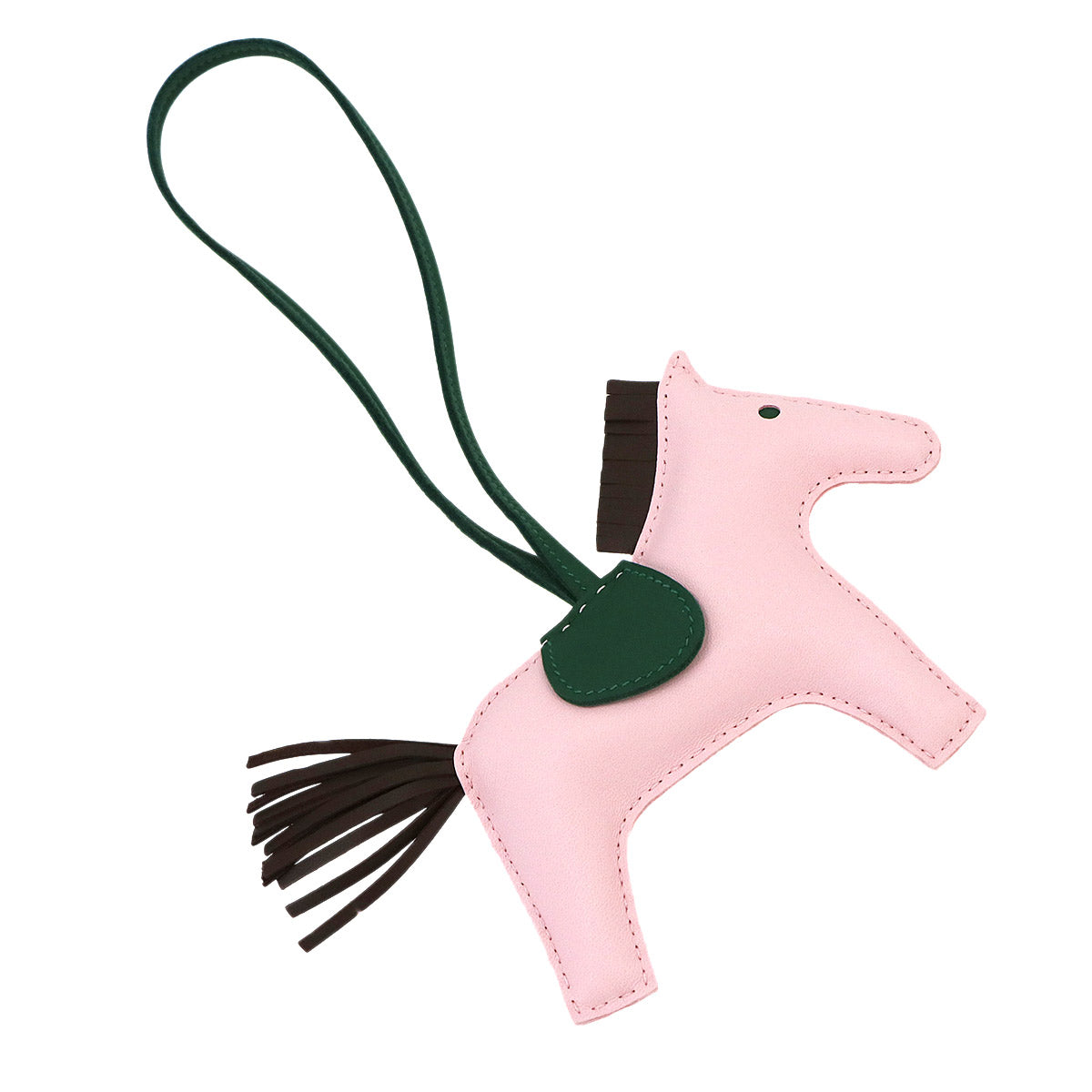 Rodeo MM Bag Charm Agneau Milo Swift Rose Darling Chocolat