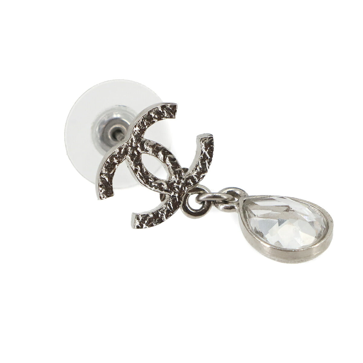 CC Logos Tear Drop Pierced Earrings Silver 15K