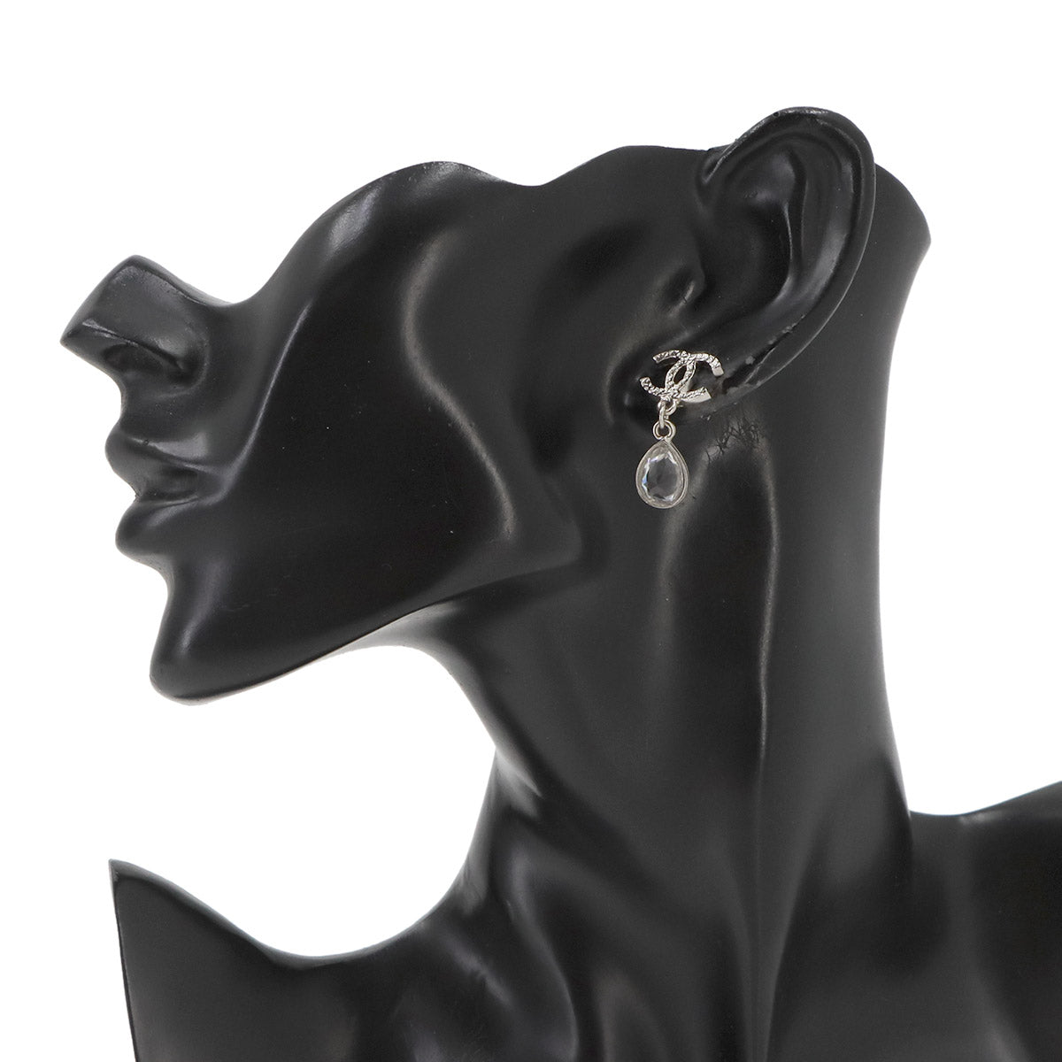 CC Logos Tear Drop Pierced Earrings Silver 15K