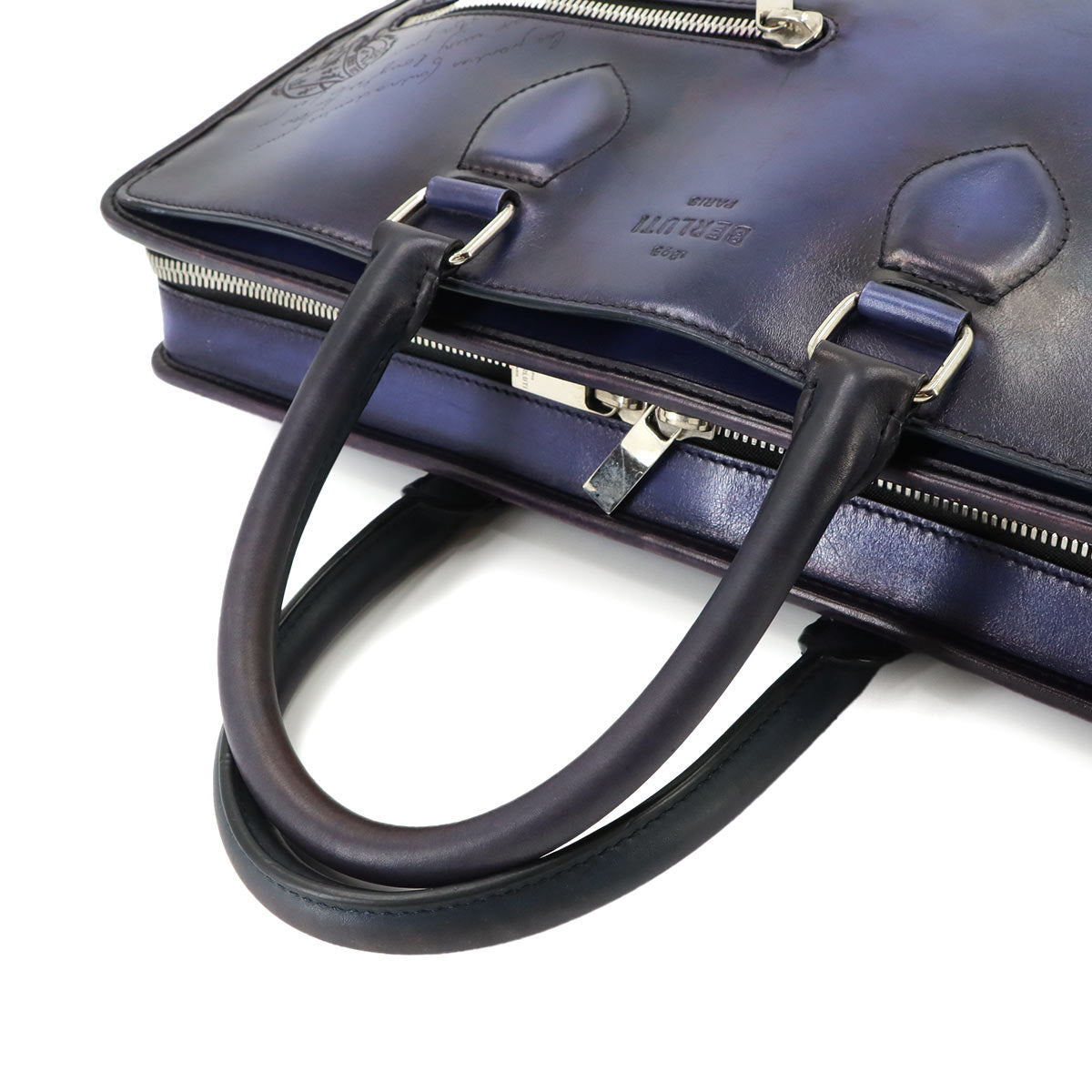 Un Jour Briefcase Business Bag Venezia Leather Blue
