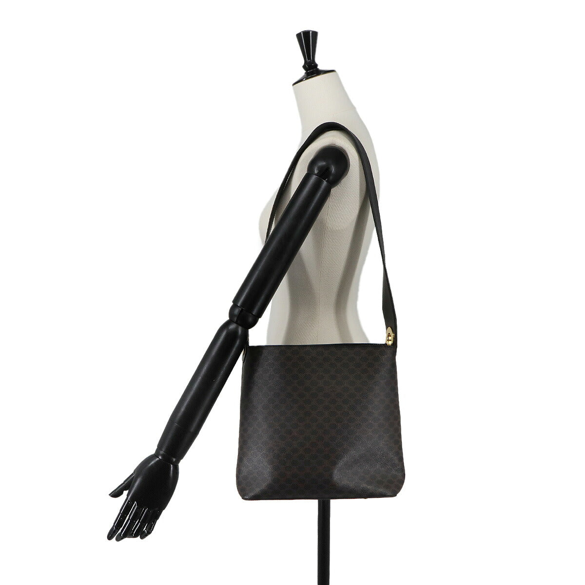 Macadam Shoulder Bag PVC Leather Black Brown Vintage Purse