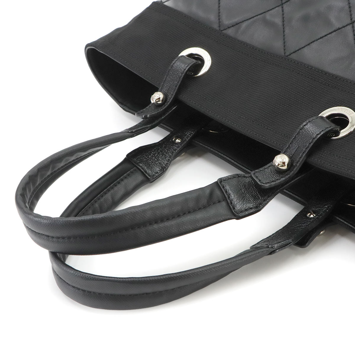 Paris Biarritz MM Tote Bag Canvas Nylon Leather Black A34209