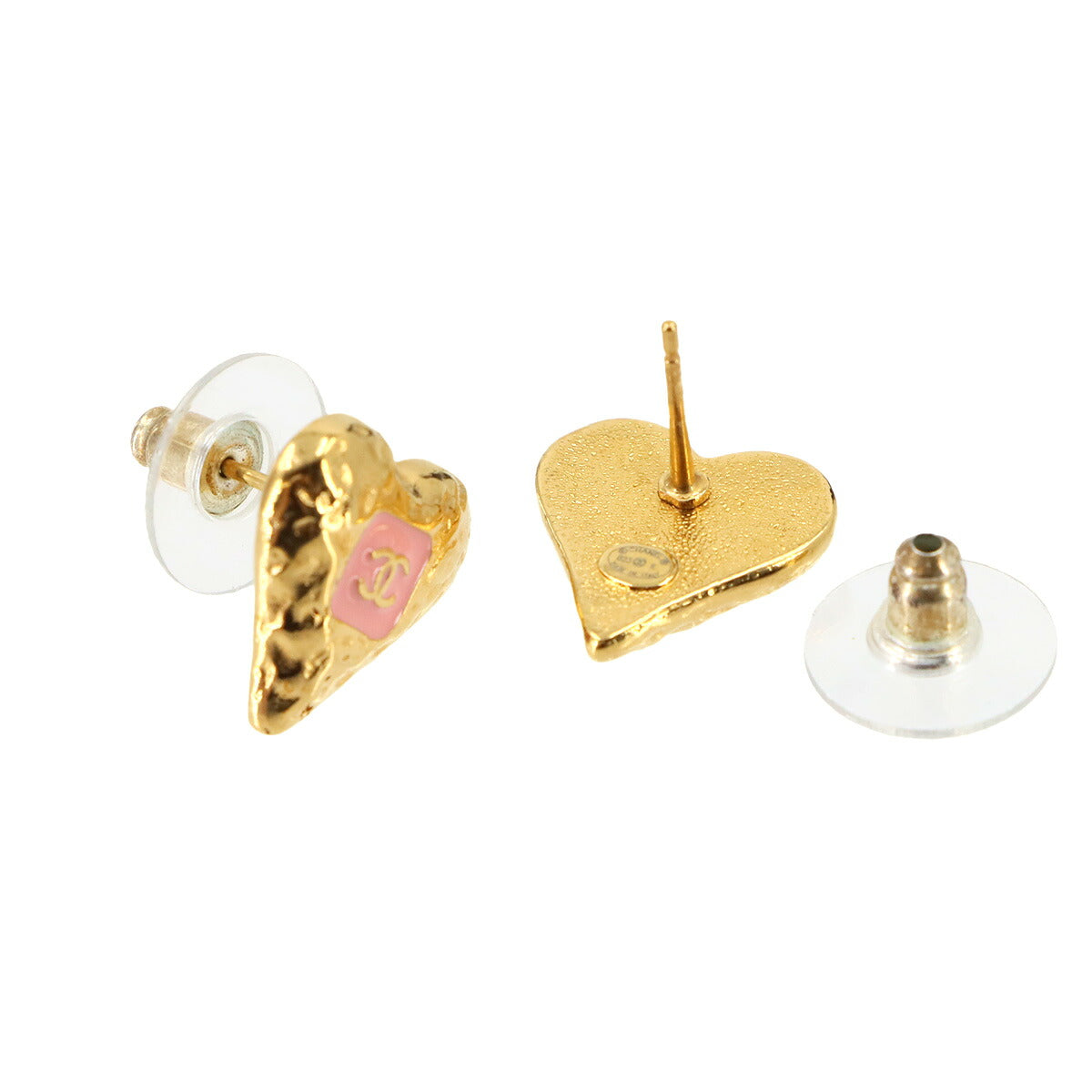 Hearts motif Coco mark Pierced Earrings B23K Logo Accessory