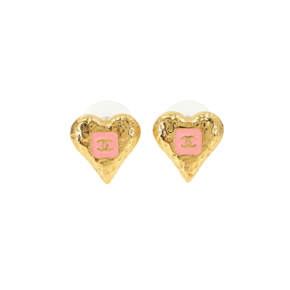 Hearts motif Coco mark Pierced Earrings B23K Logo Accessory