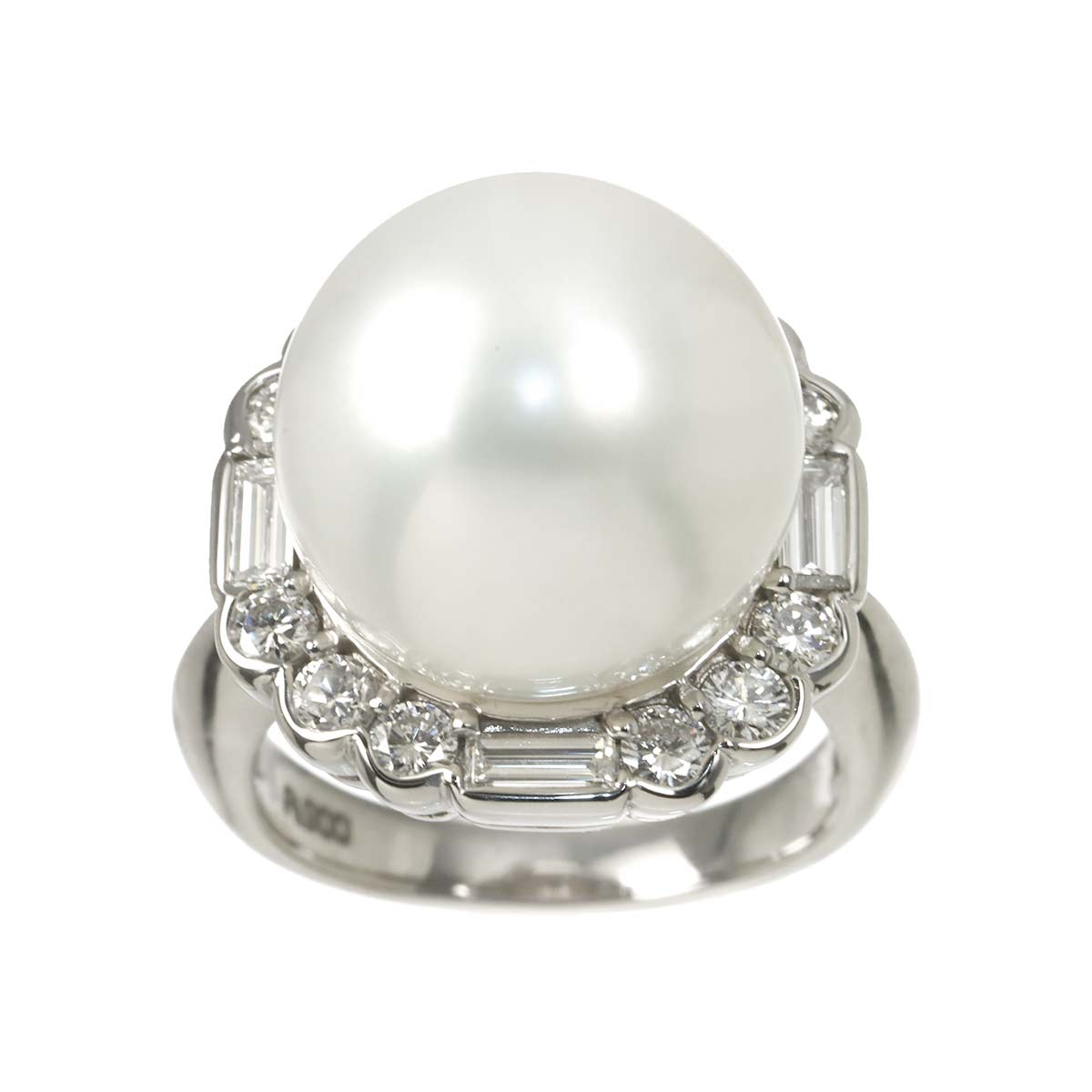 South Sea pearl 14.6mm Diamond 1.15ct Ring Pt Platinum Size6(US)